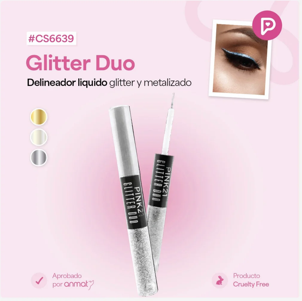 DELINEADOR LIQUIDO GLITTER Y METALIZADO PINK21
