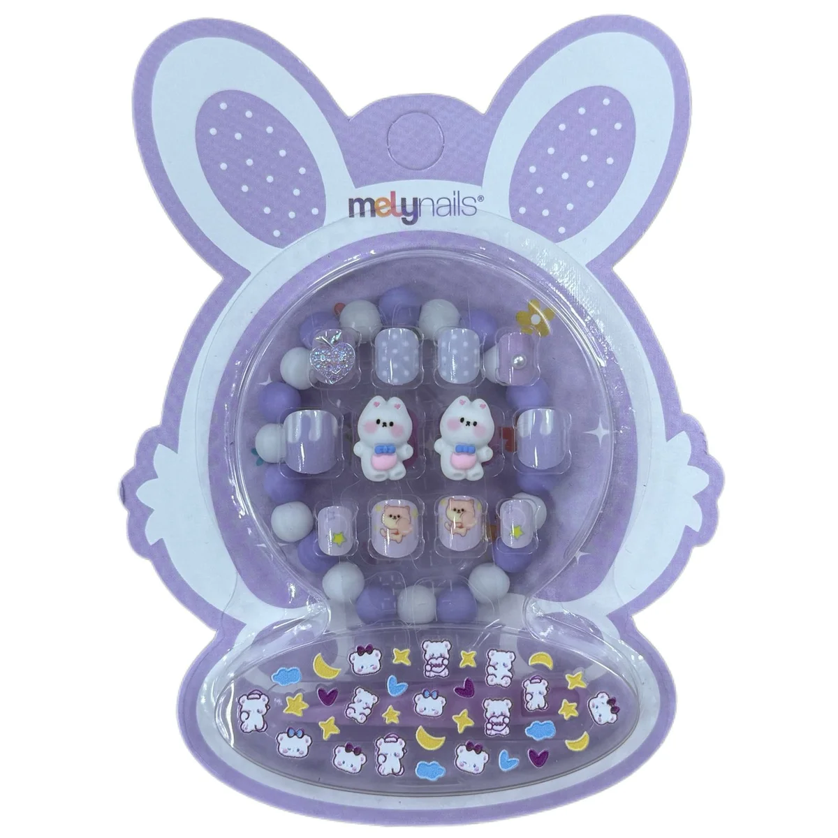 P*12 KIT UNAS POSTIZAS PARA NINA CON STIKERS Y PUL