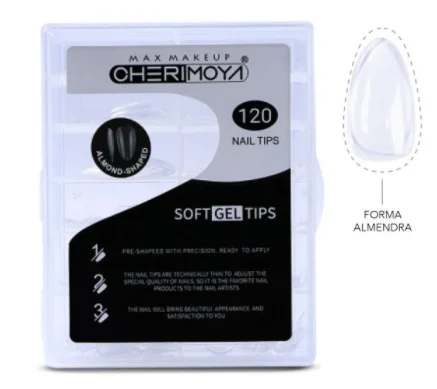 TIPS PARA SOFT GEL ALMENDRA CRISTAL 120PCS CHERIMO