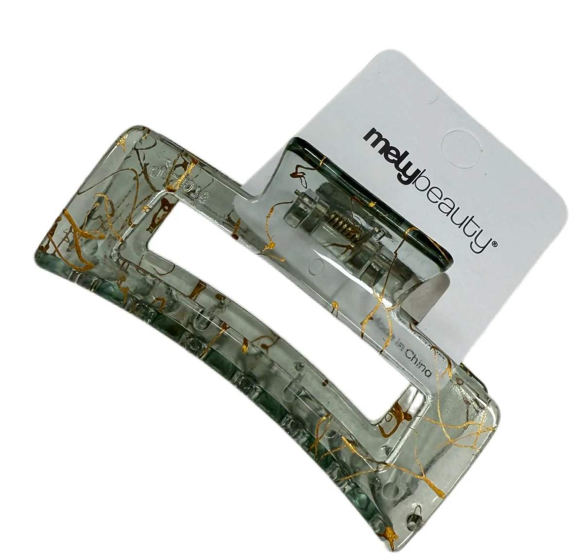 P*12 BROCHE DE PELO TRANSPARENTE DORADO MELY