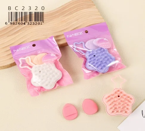 P*12 SET DE CEPILLO PARA MASAJEADOR CAPILAR Y MINI ESPONJA 3PCS NAEZ